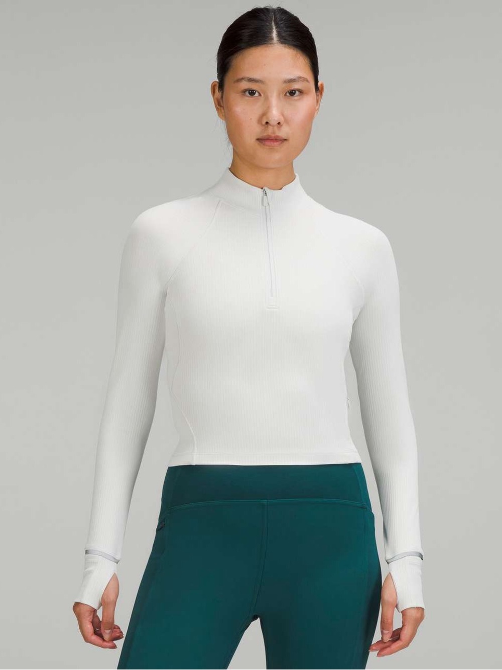 Lululemon Its Rulu Run Cropped Half Zip *Ribbed Vapor Size 8